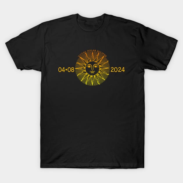 Total Solar Eclipse USA April 8, 2024 Vintage Sun Face T-Shirt by Pine Hill Goods